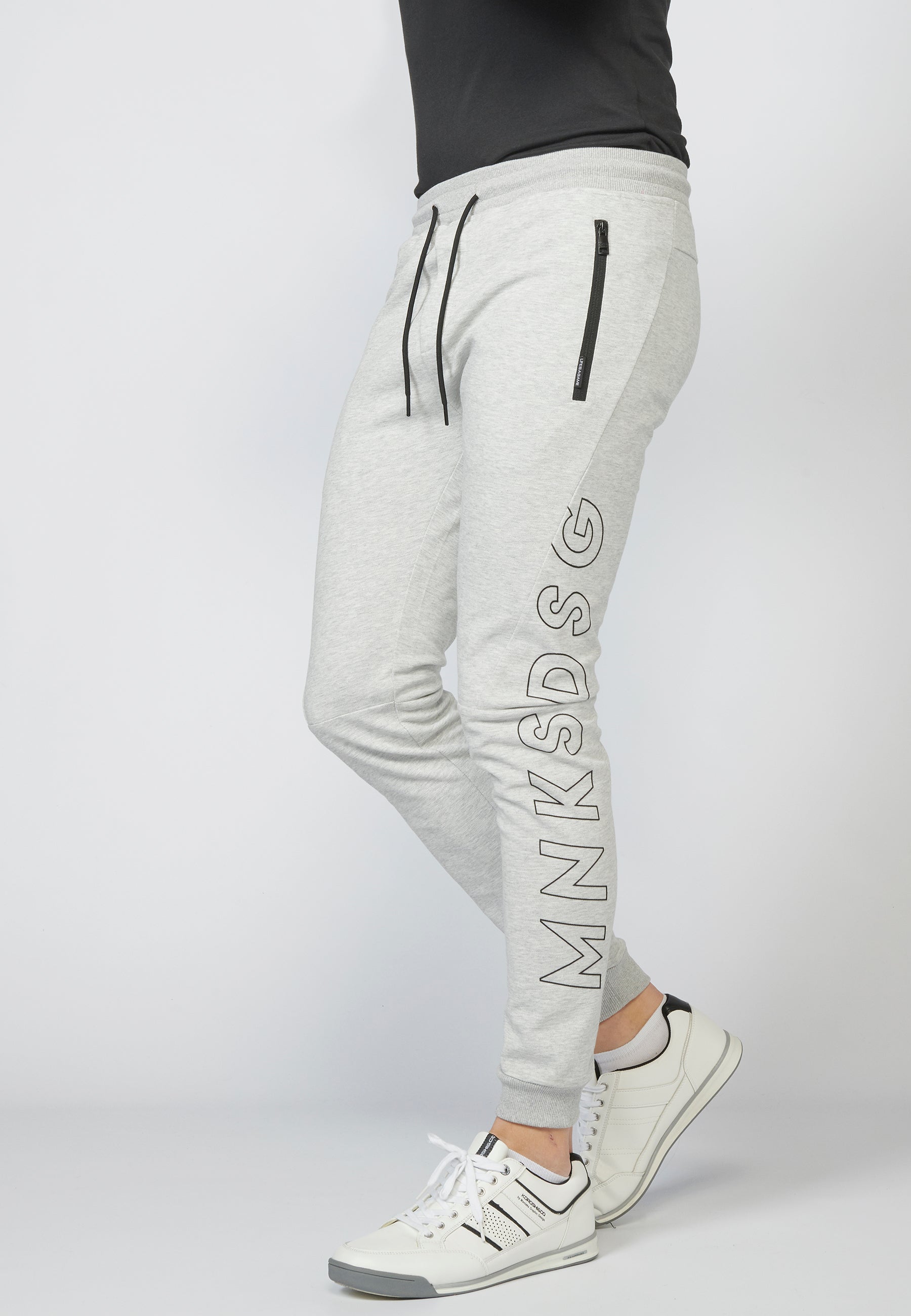 Pantalón largo deportivo jogger piqué con cintura elástica ajustable con cordón para hombre