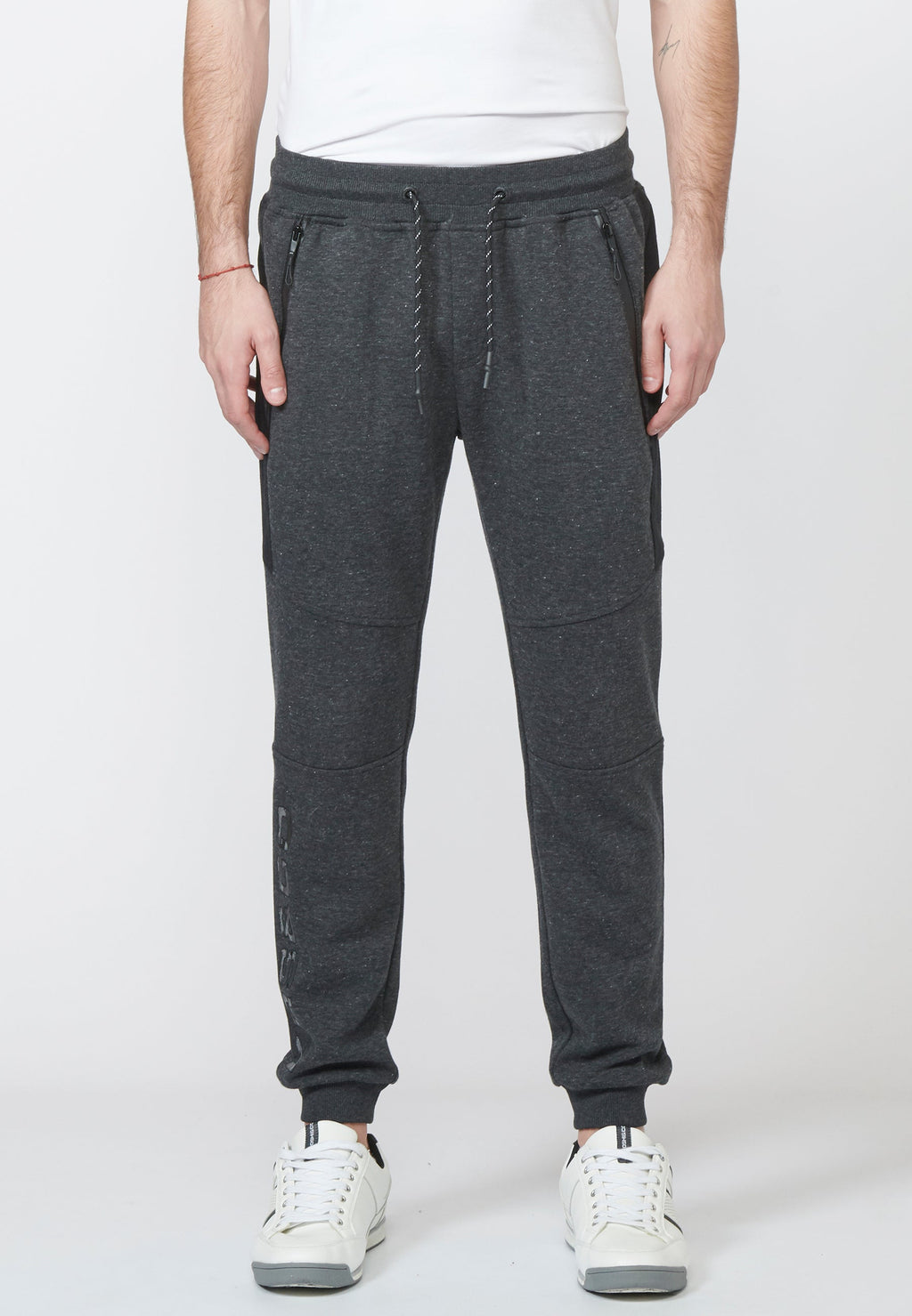 Pantalón largo deportivo jogger interlock con cintura elástica ajustable con cordón para hombre