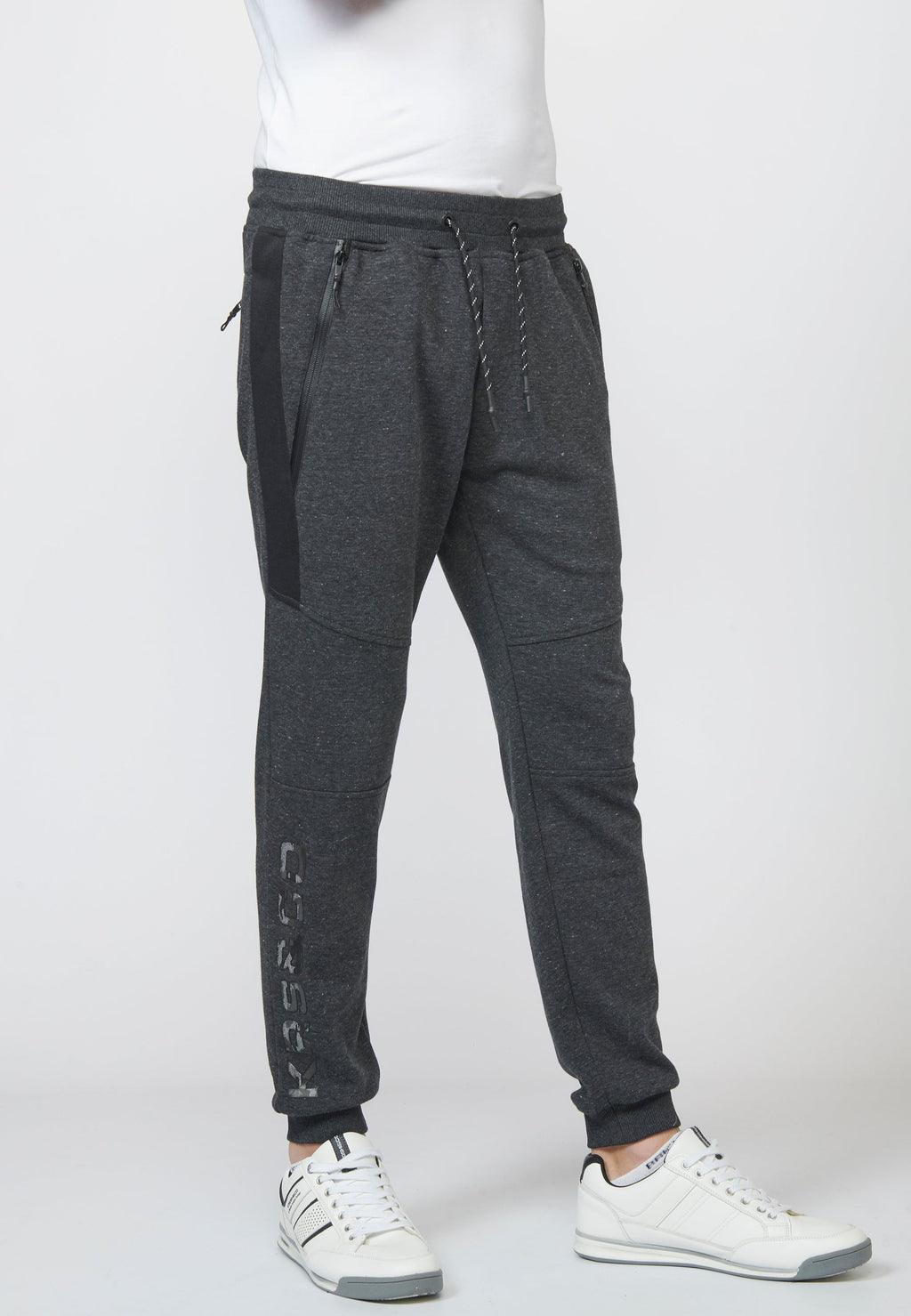 Pantalón largo deportivo jogger interlock con cintura elástica ajustable con cordón para hombre