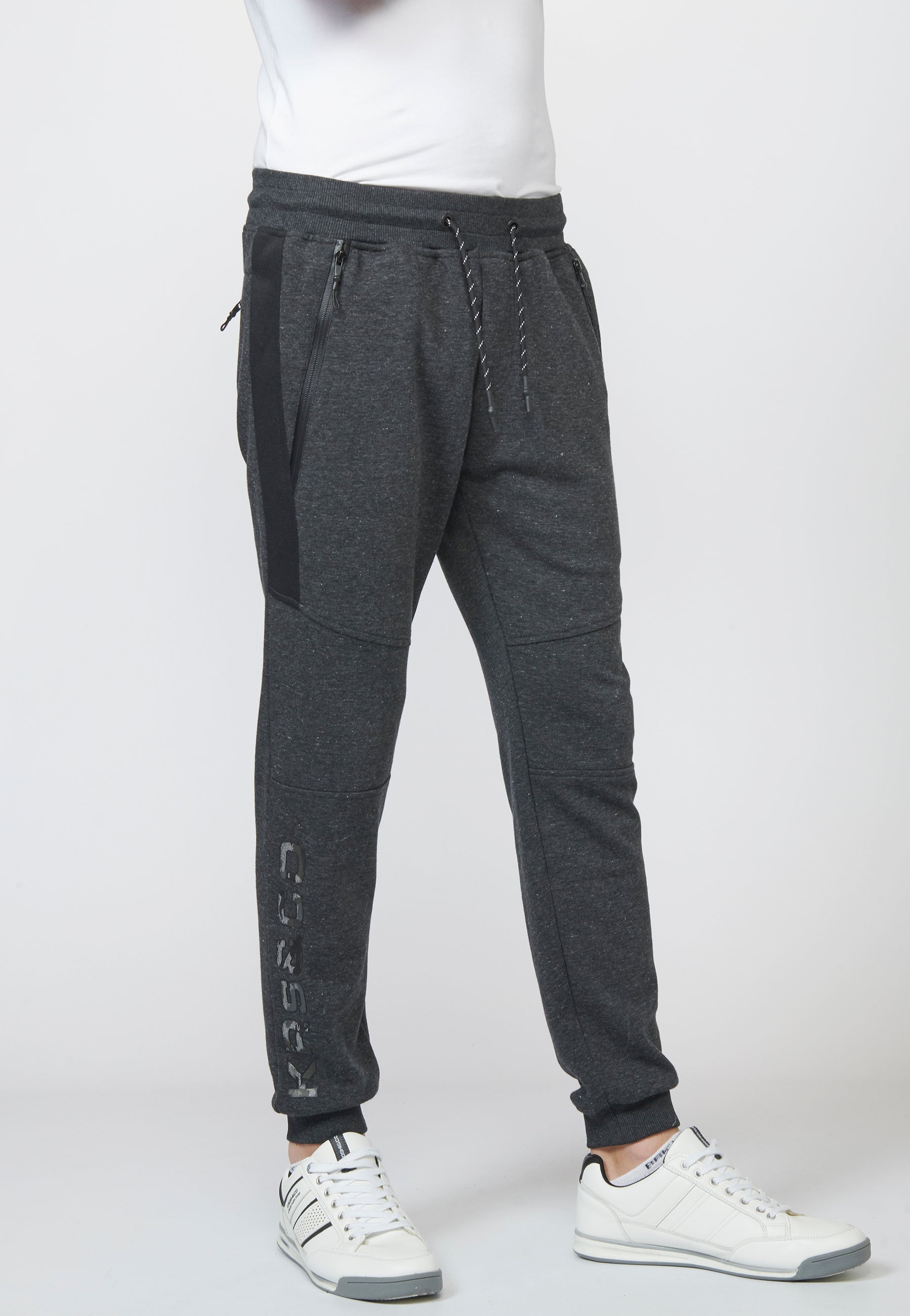 Pantalón largo deportivo jogger interlock con cintura elástica ajustable con cordón para hombre