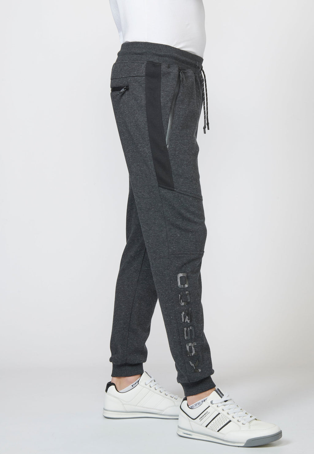 Pantalón largo deportivo jogger interlock con cintura elástica ajustable con cordón para hombre