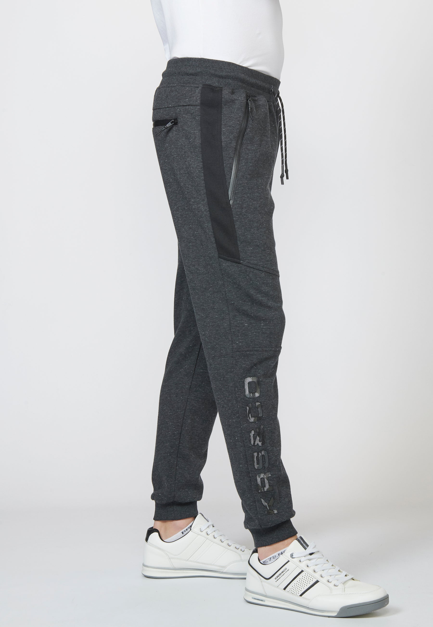 Pantalón largo deportivo jogger interlock con cintura elástica ajustable con cordón para hombre