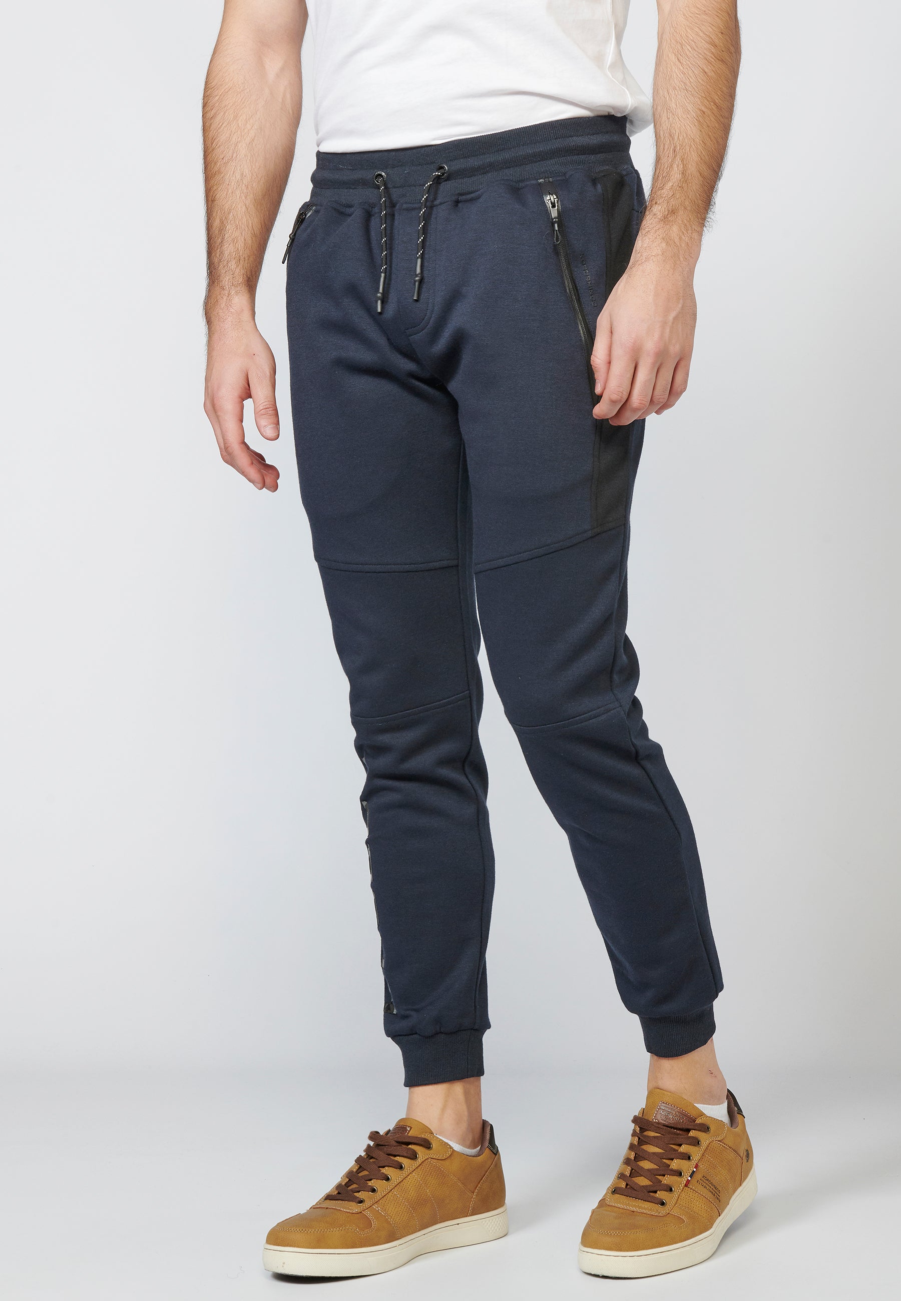 Pantalón largo deportivo jogger interlock con cintura elástica ajustable con cordón para hombre