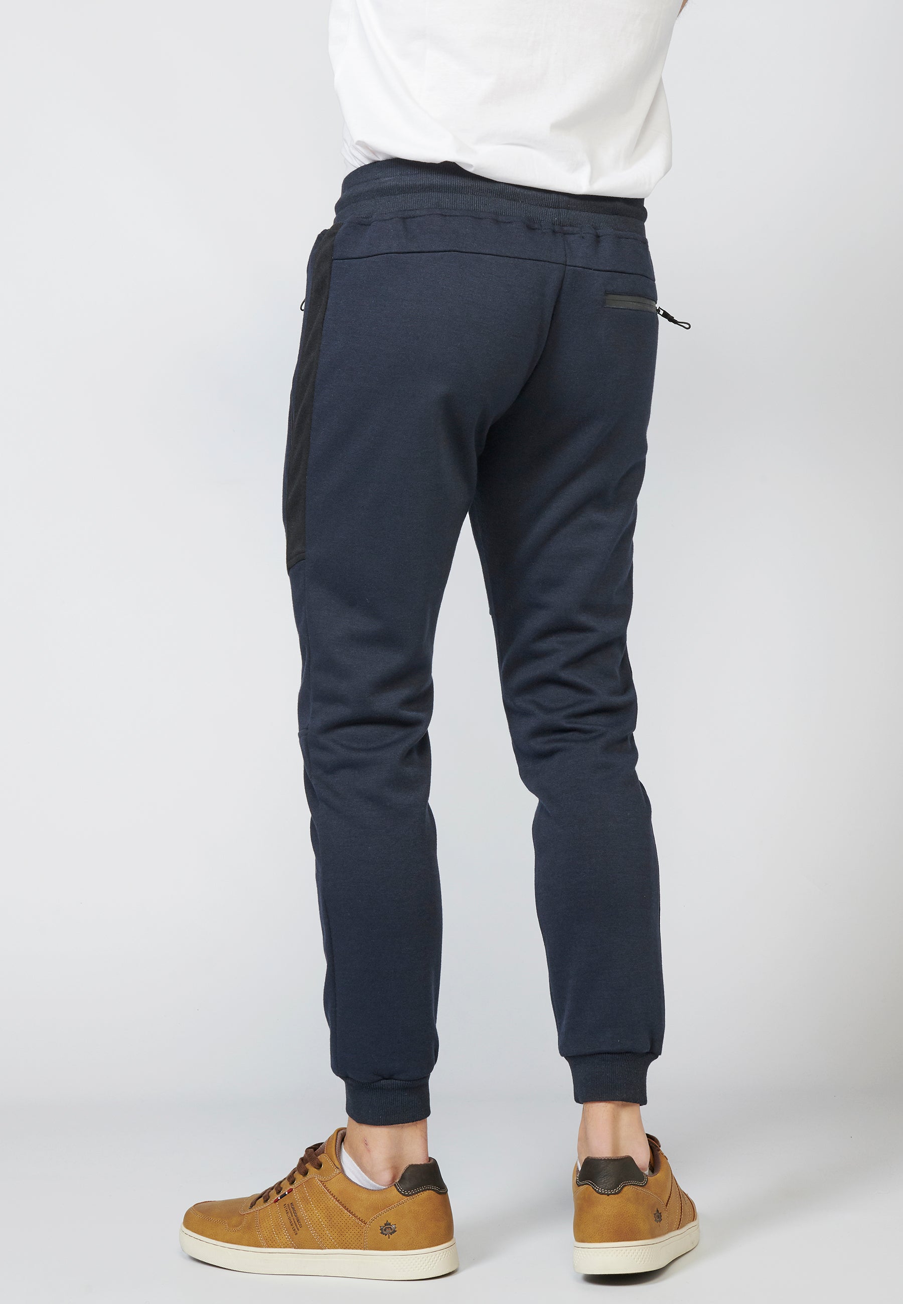 Pantalón largo deportivo jogger interlock con cintura elástica ajustable con cordón para hombre