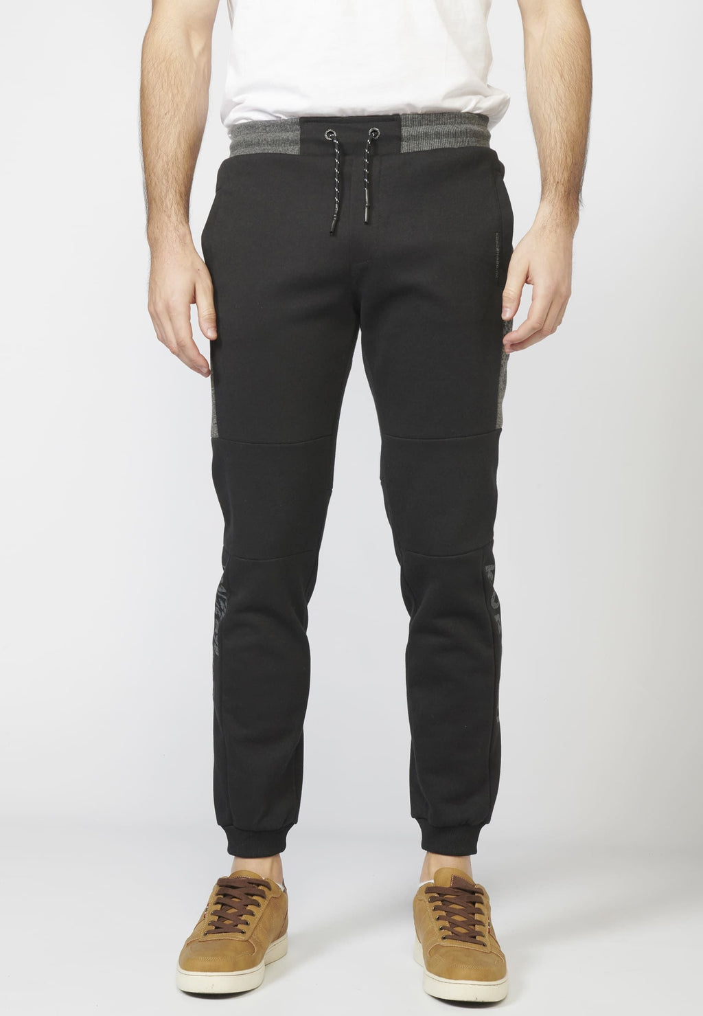 Pantalón largo deportivo jogger interlock con cintura elástica ajustable con cordón para hombre