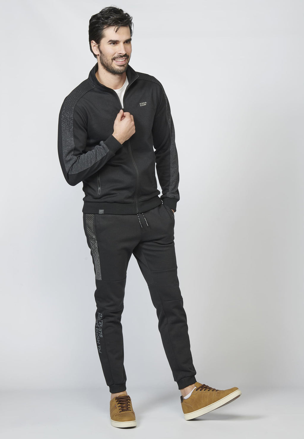 Pantalón largo deportivo jogger interlock con cintura elástica ajustable con cordón para hombre