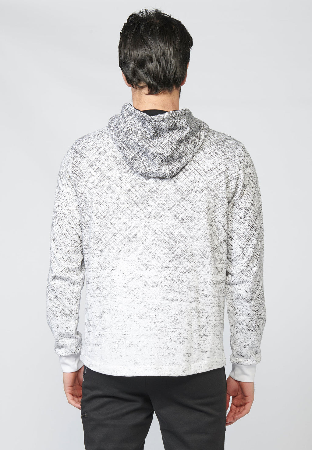 Sudadera felpa estampada con capucha ajustable con cordón para hombre