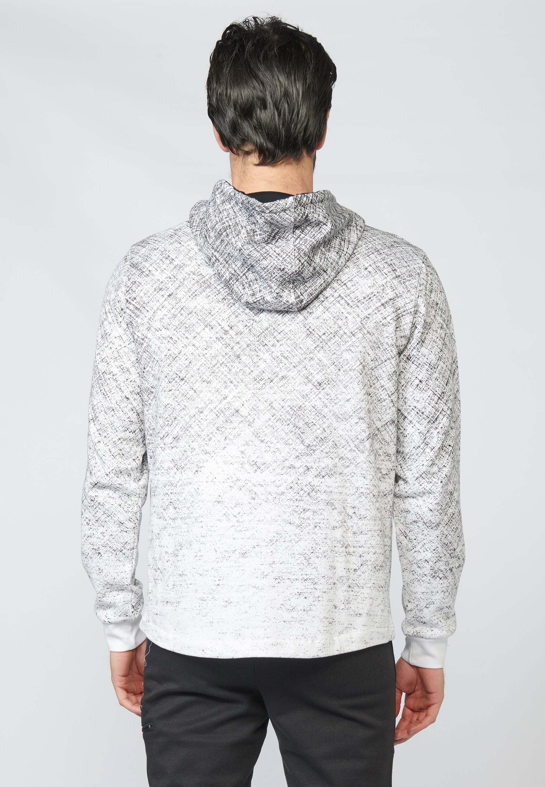 Sudadera felpa estampada con capucha ajustable con cordón para hombre
