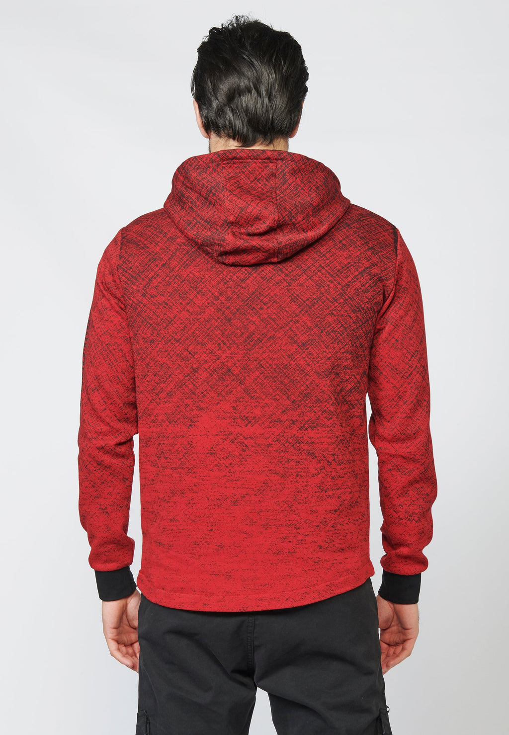 Sudadera felpa estampada con capucha ajustable con cordón para hombre