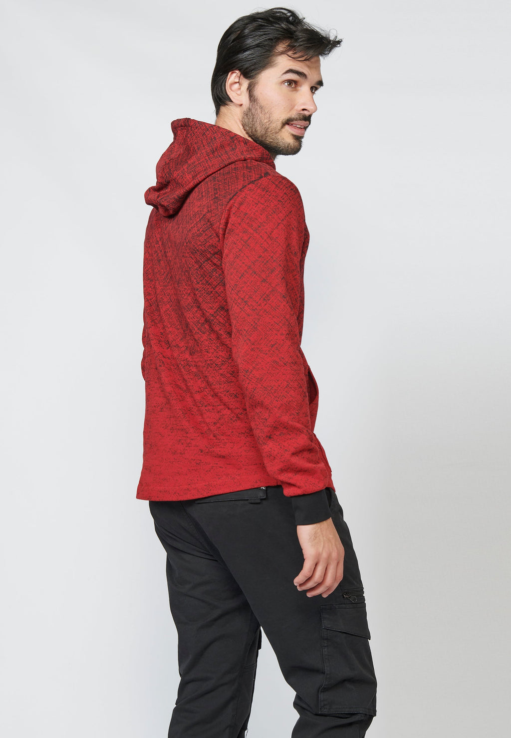Sudadera felpa estampada con capucha ajustable con cordón para hombre