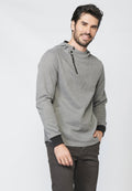 Sudadera felpa con estructura y capucha con botones y cremallera para hombre