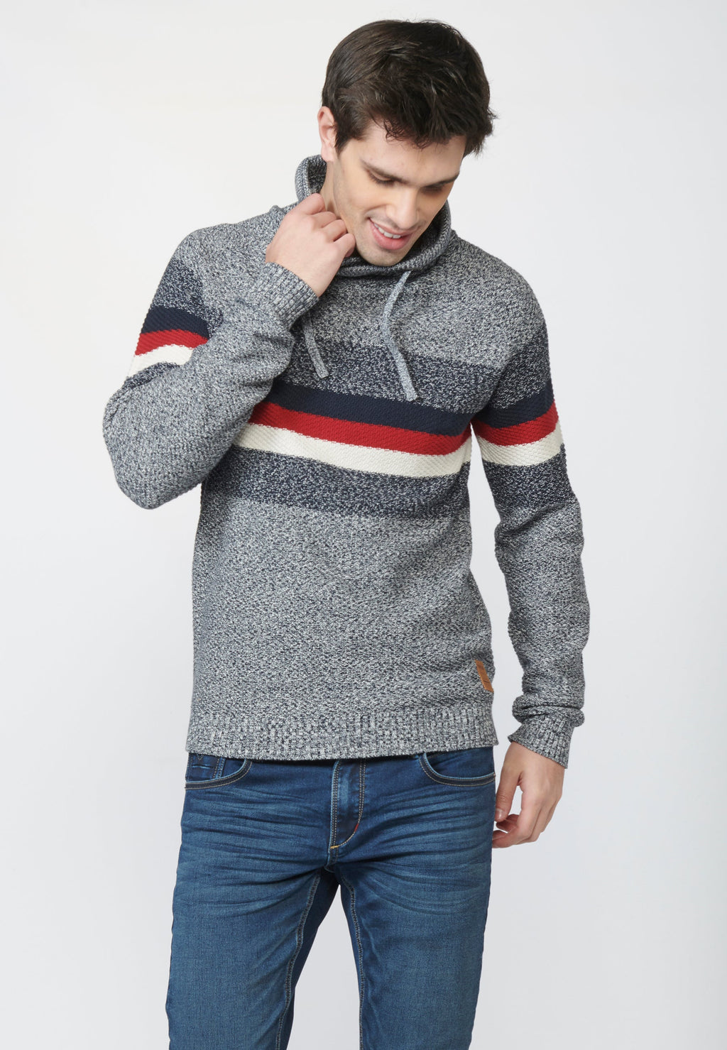 Jersey punto de fantasía con efecto jaspeado de algodón para hombre