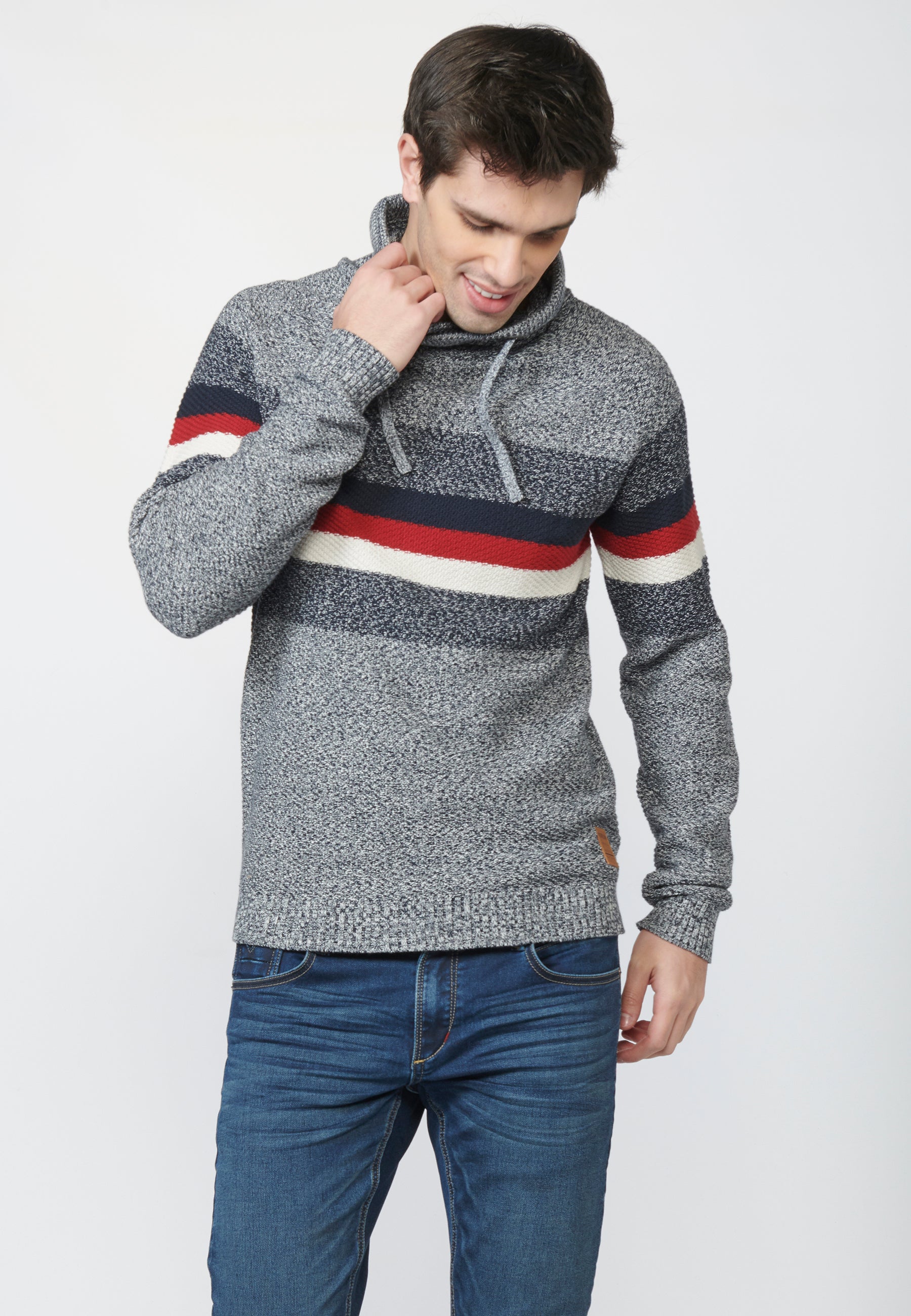 Jersey punto de fantasía con efecto jaspeado de algodón para hombre
