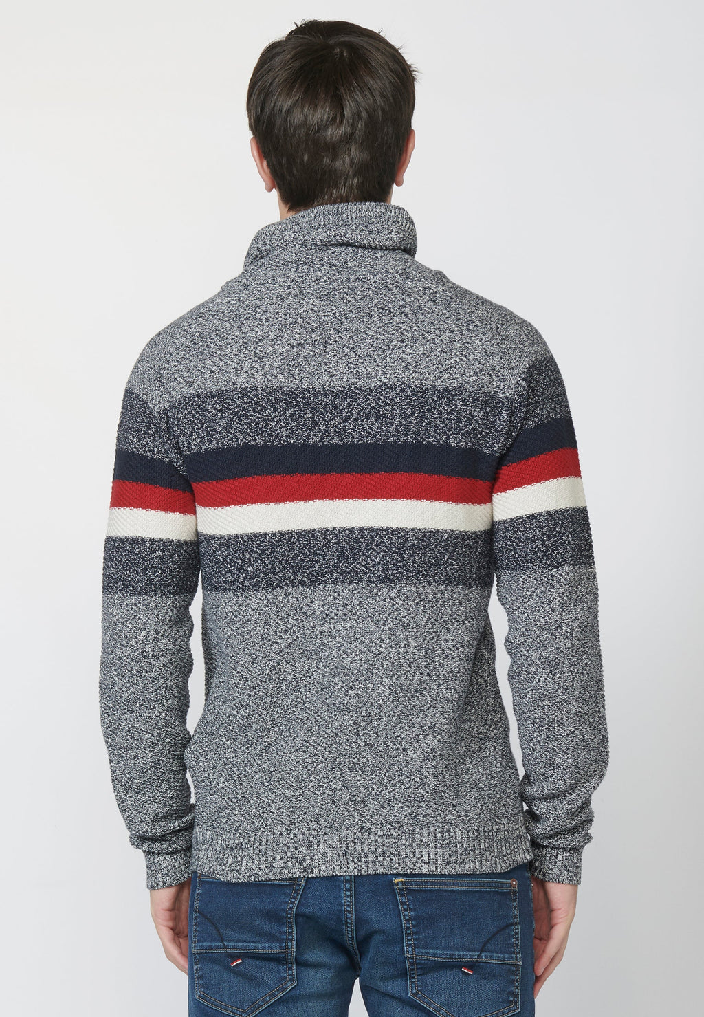 Jersey punto de fantasía con efecto jaspeado de algodón para hombre