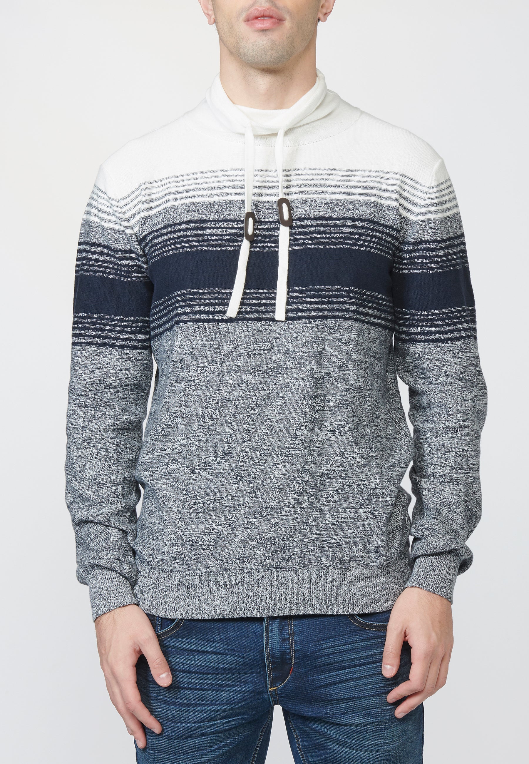 Jersey de punto de algodón con cuello ajustable con cordón | tendencia actual
