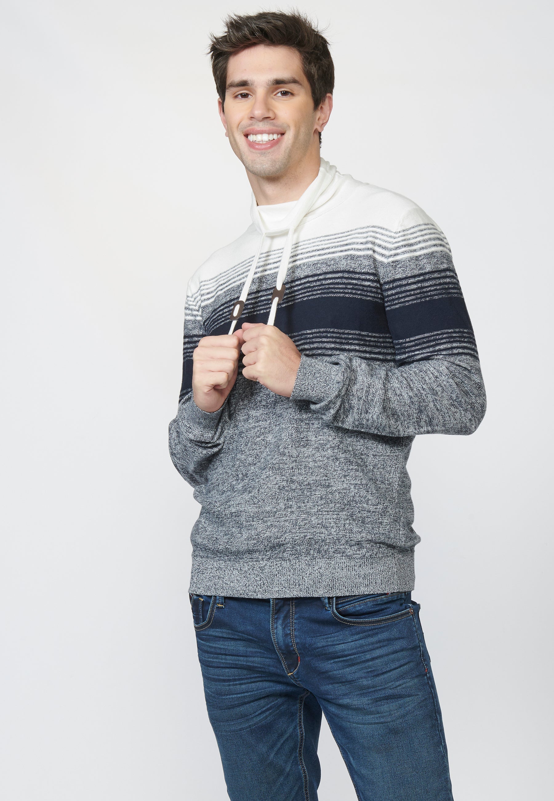 Jersey de punto de algodón con cuello ajustable con cordón | tendencia actual