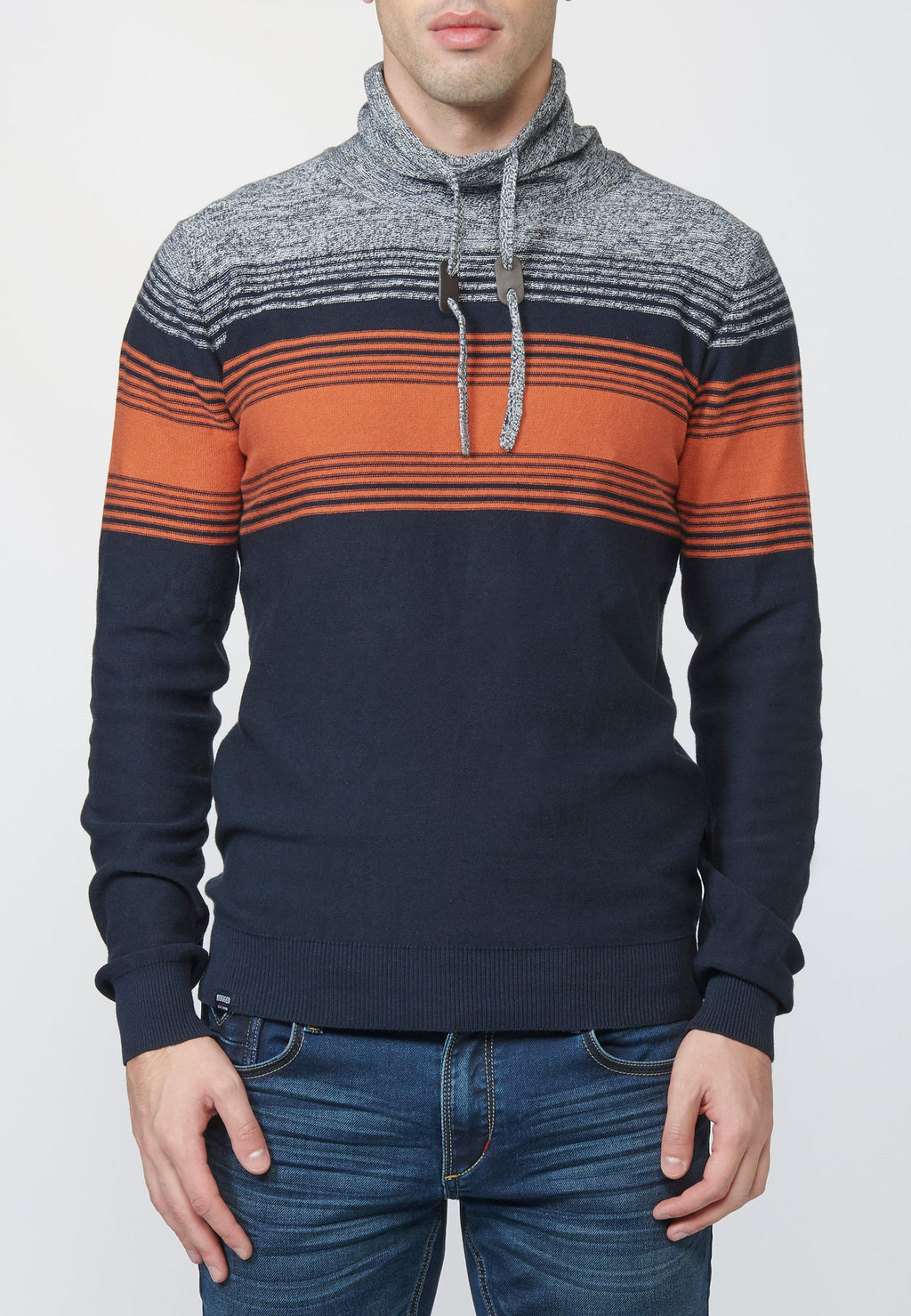 Jersey de punto de algodón con cuello ajustable con cordón | tendencia actual