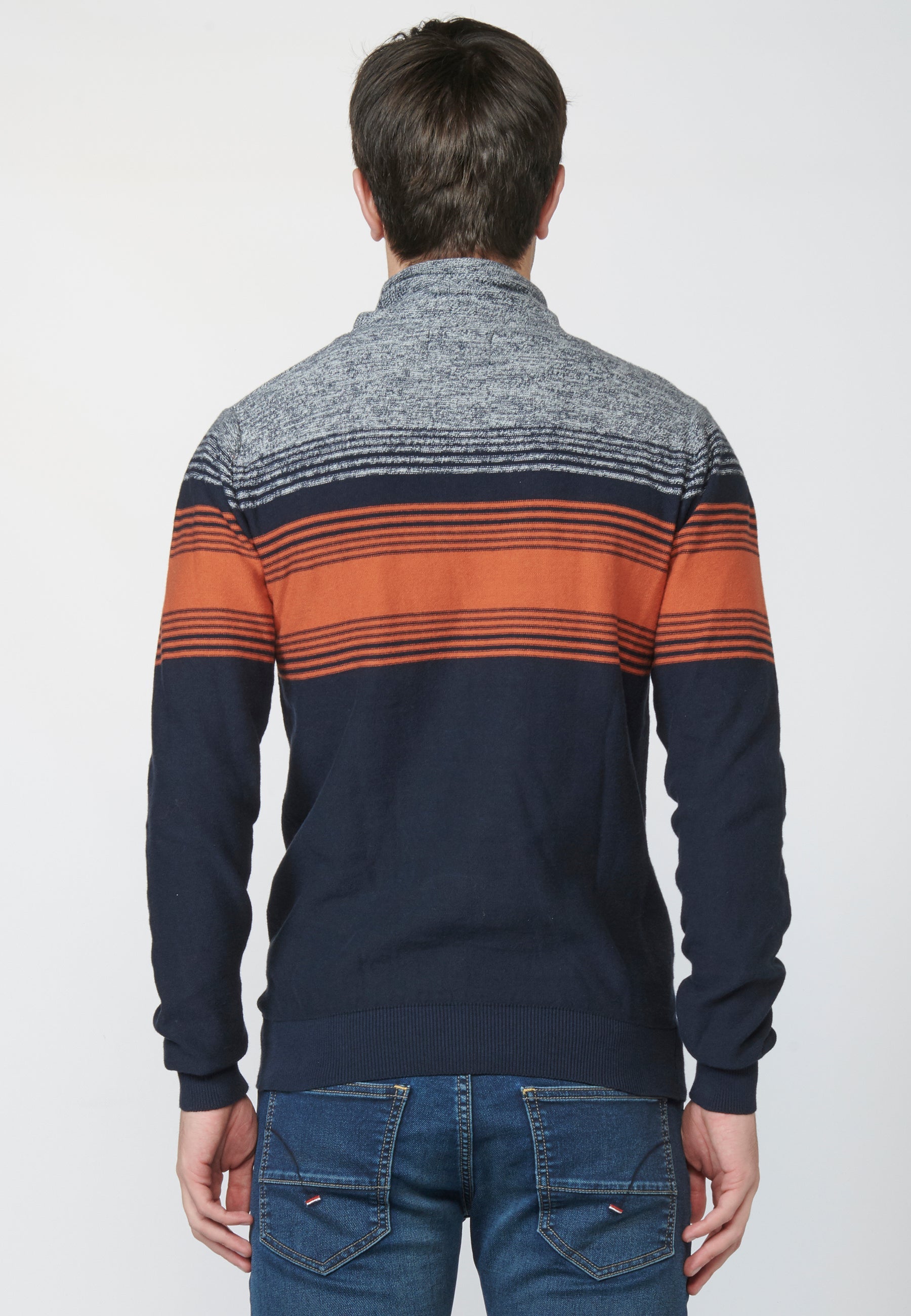 Jersey de punto de algodón con cuello ajustable con cordón | tendencia actual