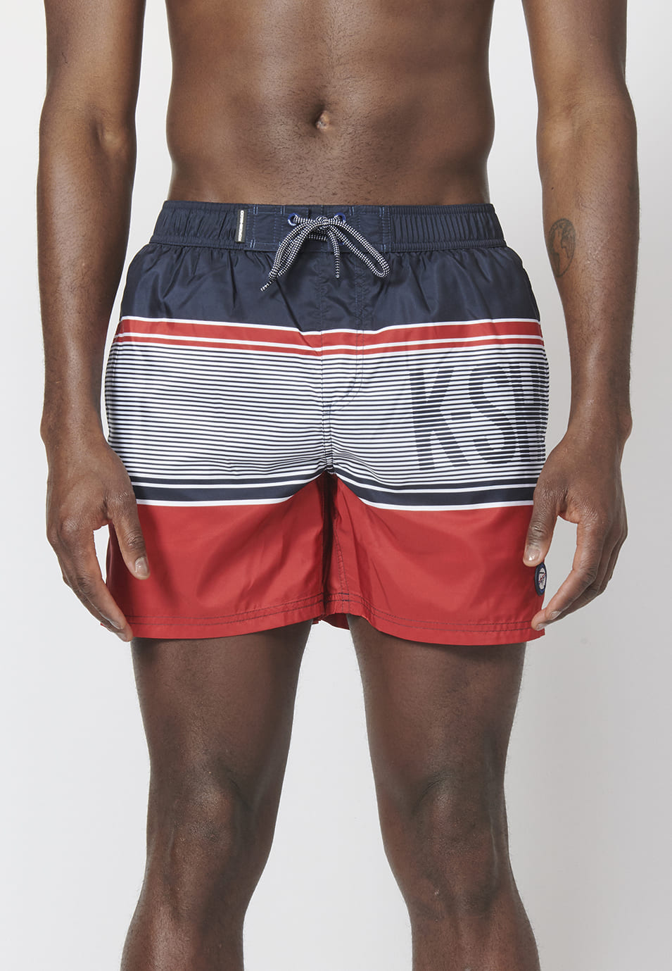 Bañador Corto Hombre Náutico a Rayas – Koroshi Navy