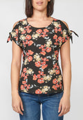 Blusa manga corta mujer estampado floral lazo hombro