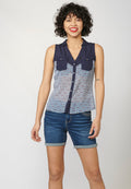 Camisa tipo blusa de tirantes con estampado floral marino para mujer