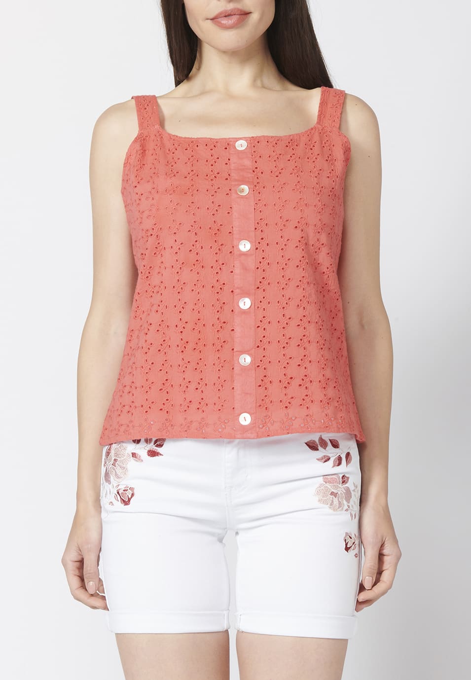 Blusa tirantes con estampado floral 100% algodón sin mangas | estilo y comodidad