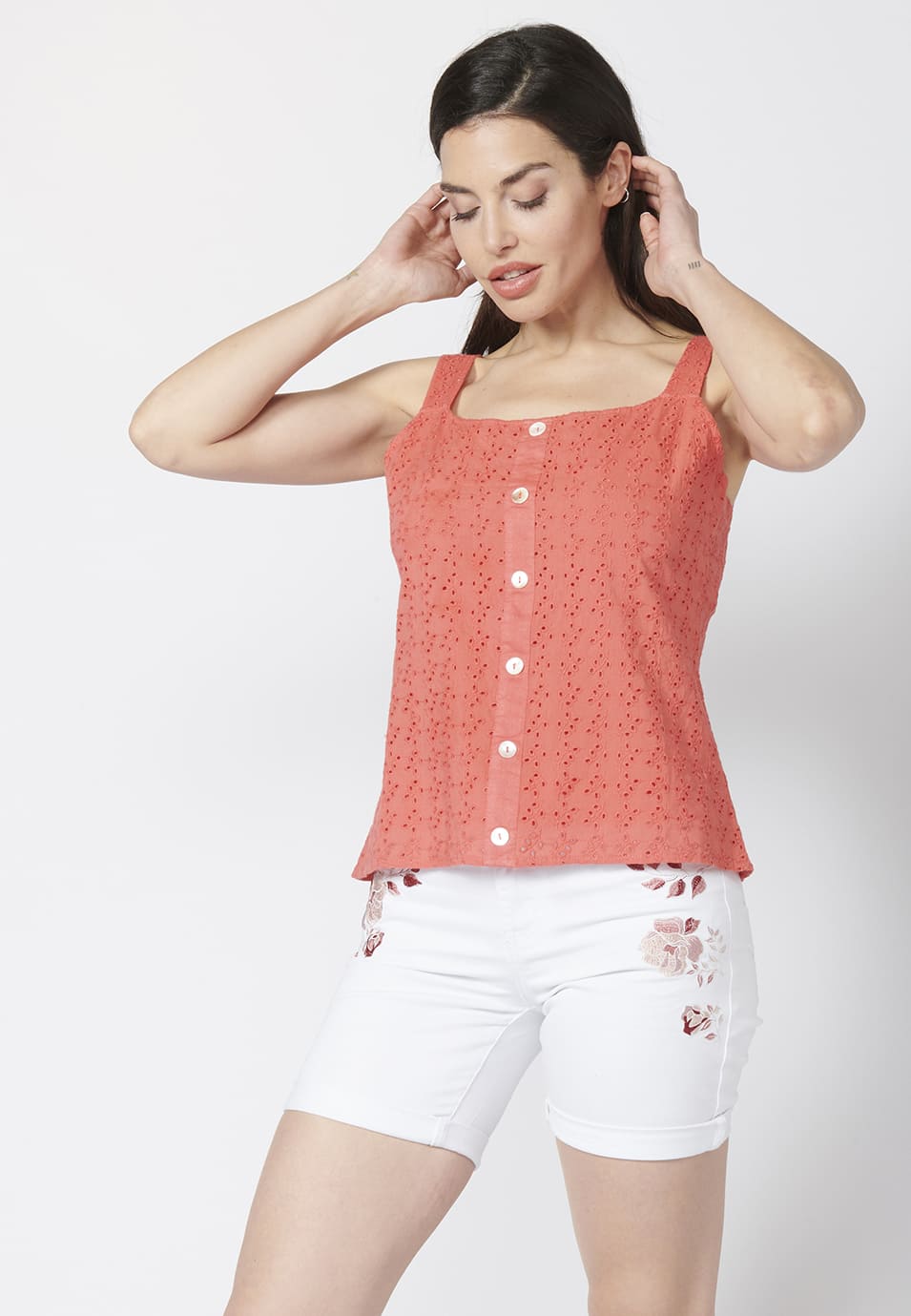 Blusa tirantes con estampado floral 100% algodón sin mangas | estilo y comodidad