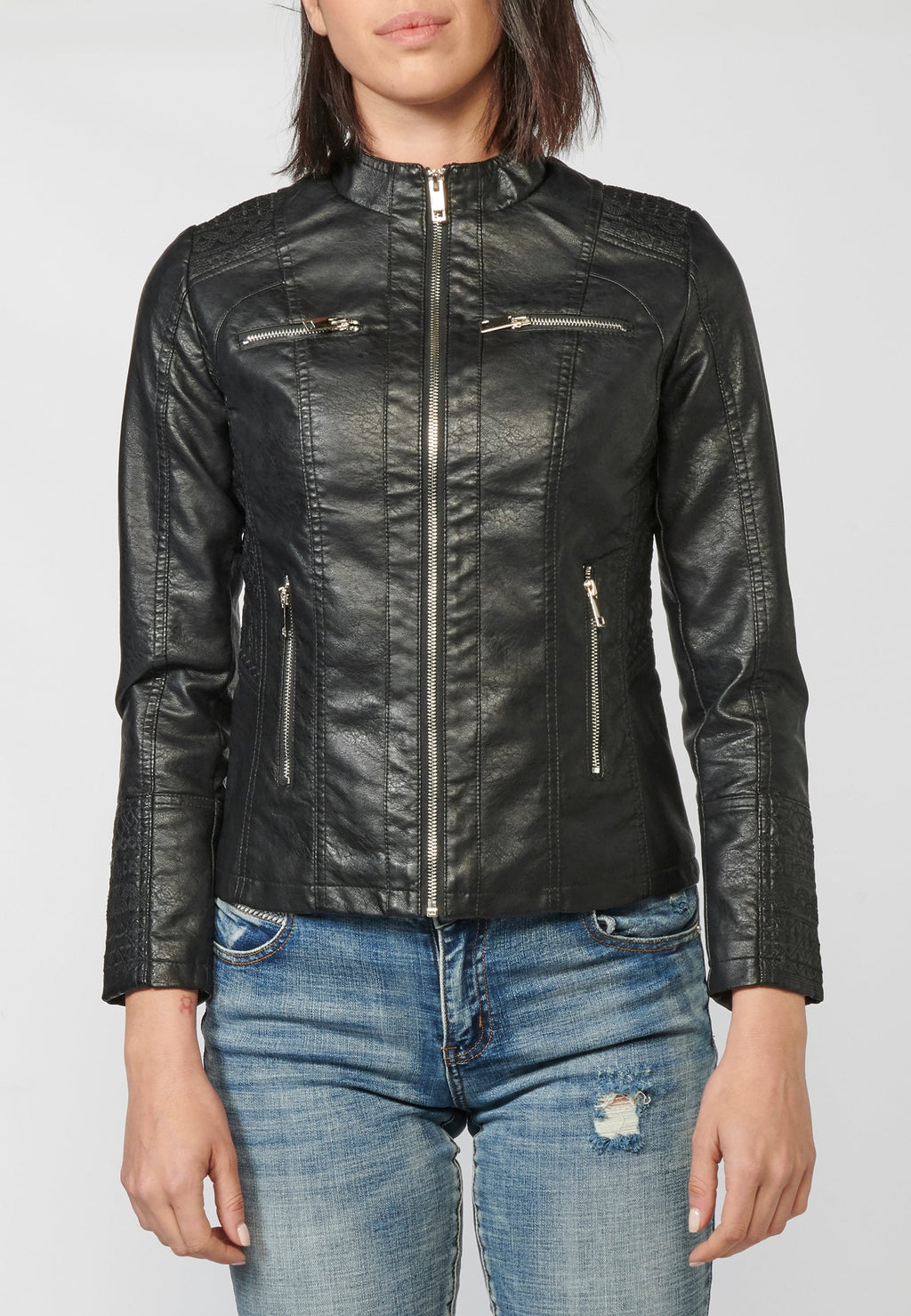 Chaqueta cazadora de mujer efecto piel mujer