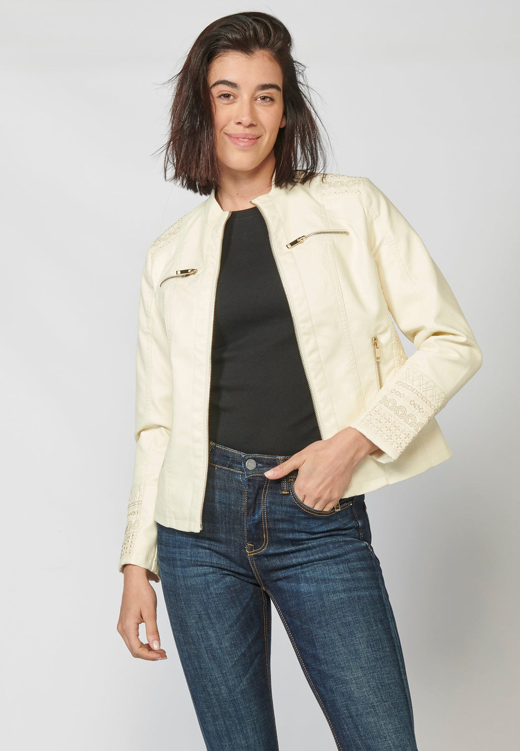 Chaqueta cazadora de mujer efecto piel mujer