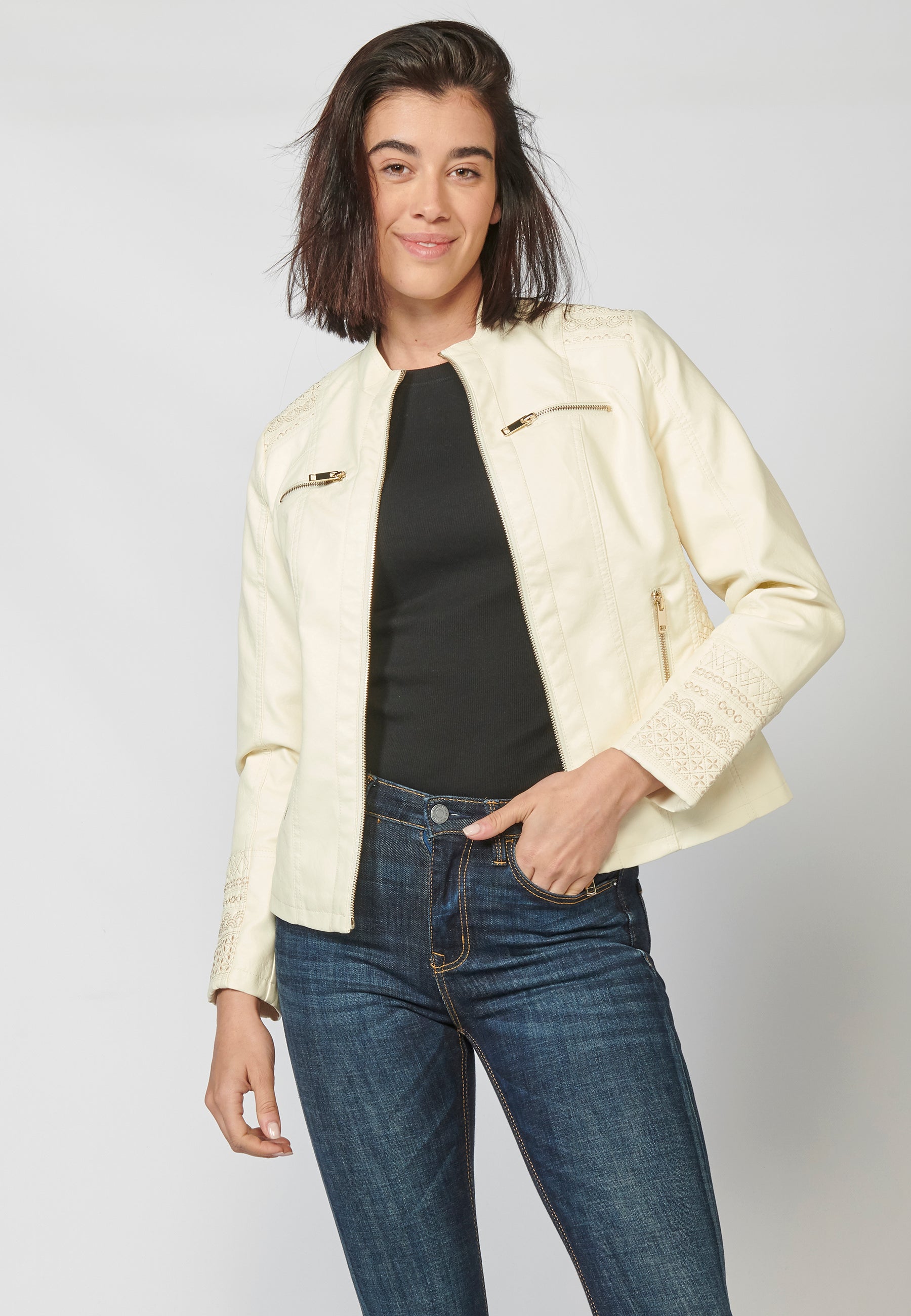 Chaqueta cazadora de mujer efecto piel mujer