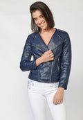 Chaqueta cazadora corta mujer efecto piel oscuro