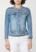 Cazadora vaquera denim manga larga mujer | moda actual