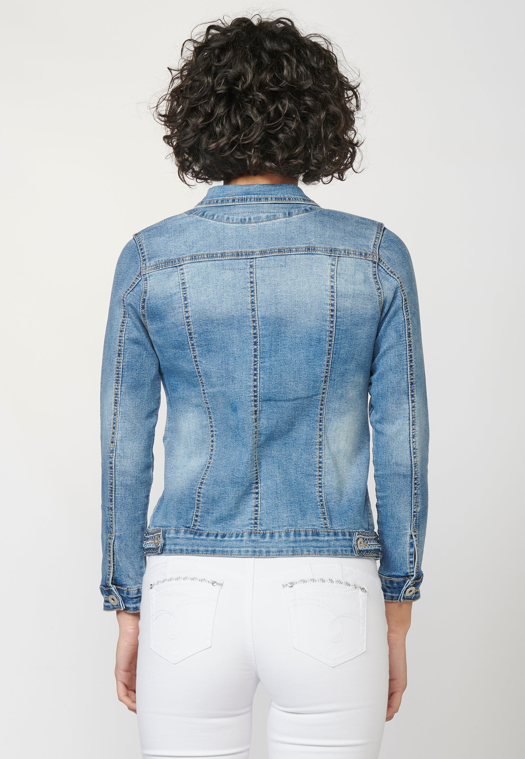 Cazadora vaquera denim manga larga mujer | moda actual
