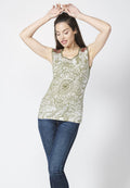 Top sin mangas estampado étnico coral | moda urbana
