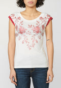 Camiseta top de manga corta con escote redondo y estampado de flores | estilo y comodidad