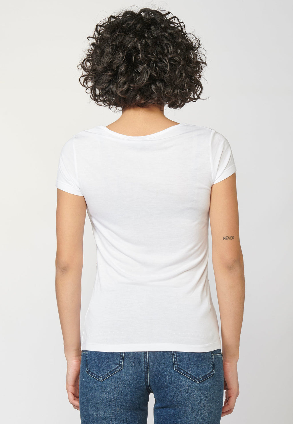Camiseta top manga corta con escote redondo y estampado floral para mujer