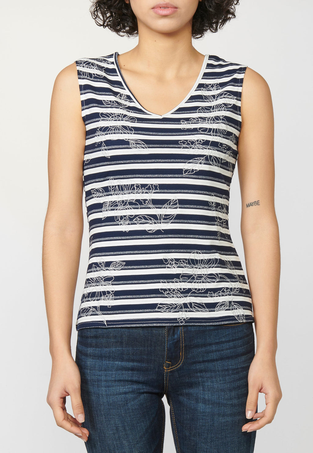 Camiseta top tirantes  estilo marinero mujer