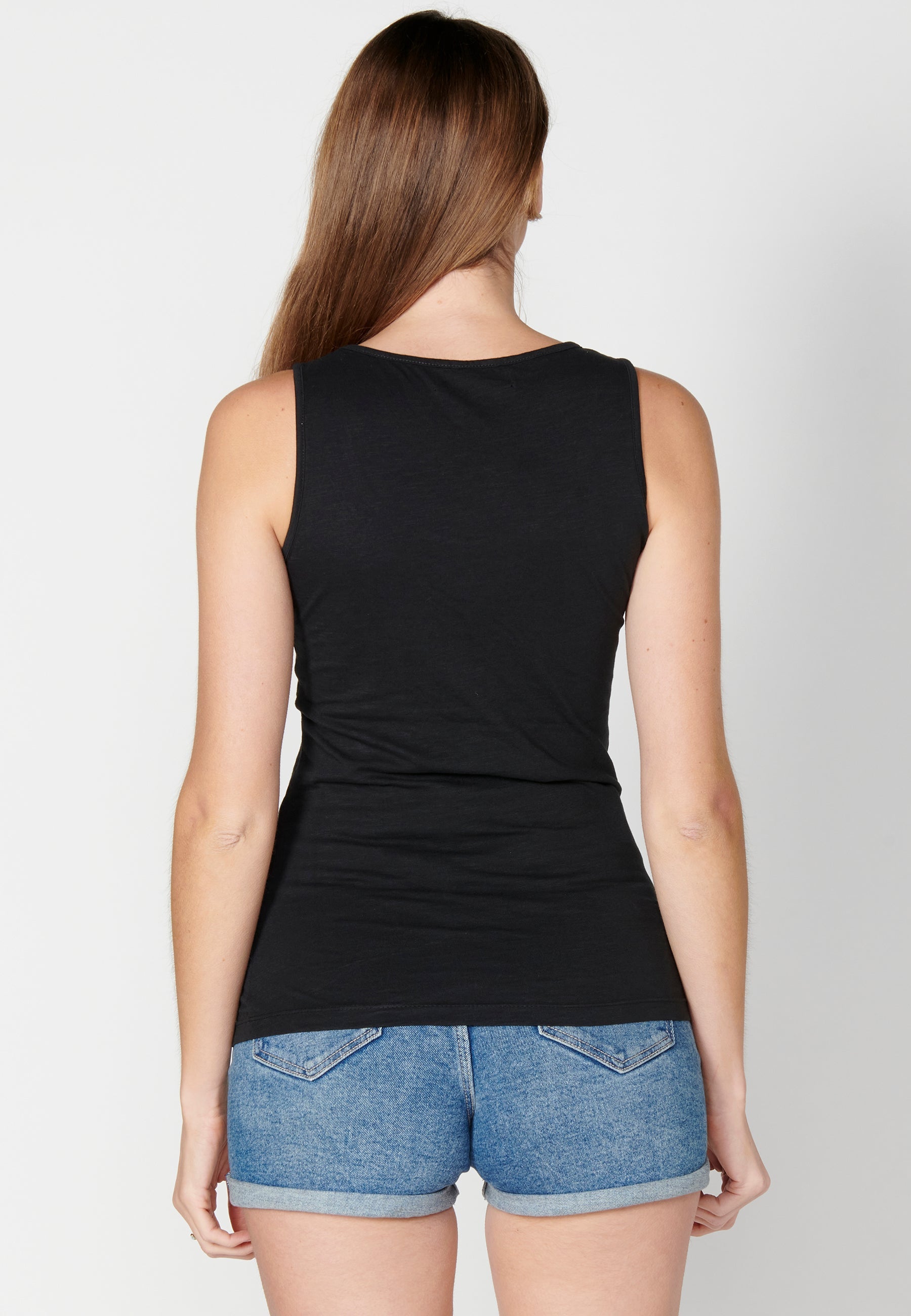 Camiseta top tirantes con escote redondo y estampado étnico para mujer