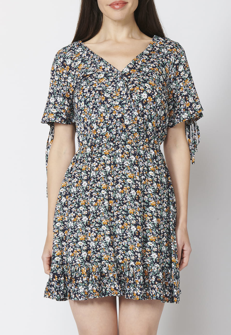 Vestido corta manga corta con cintura elastica | ropa casual