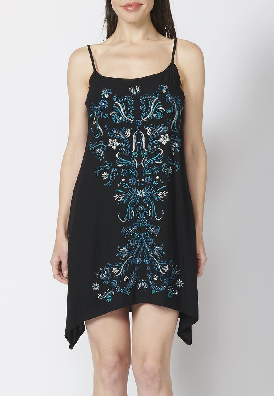 Vestido tirantes mandalas algodón estampado étnico 100% algodón para mujer