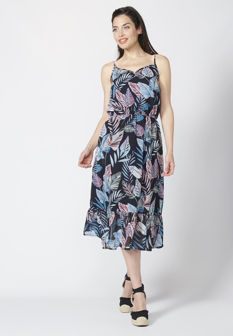 Vestido largo veraniego tirantes estampado étnico para mujer