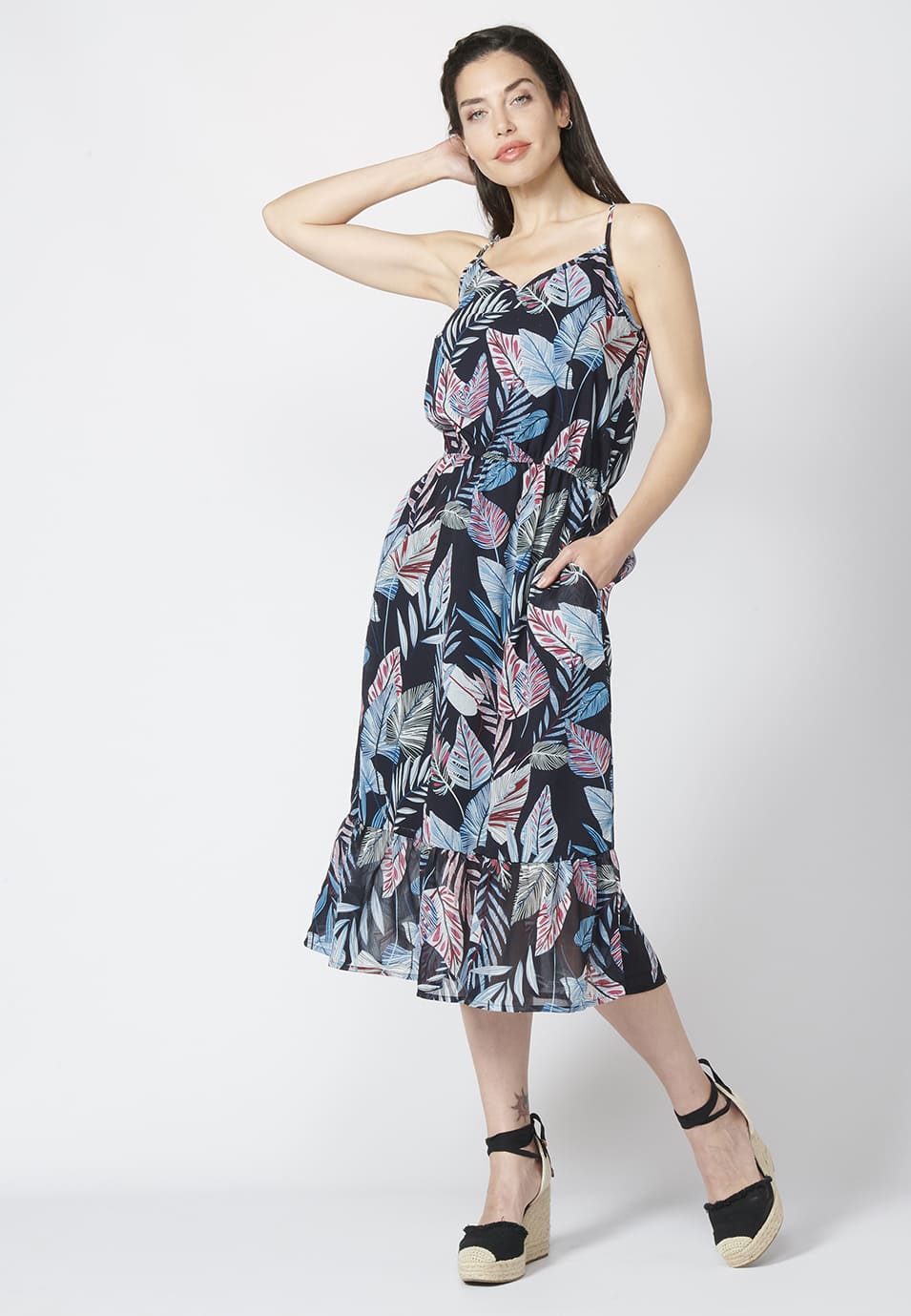Vestido largo veraniego tirantes estampado étnico para mujer