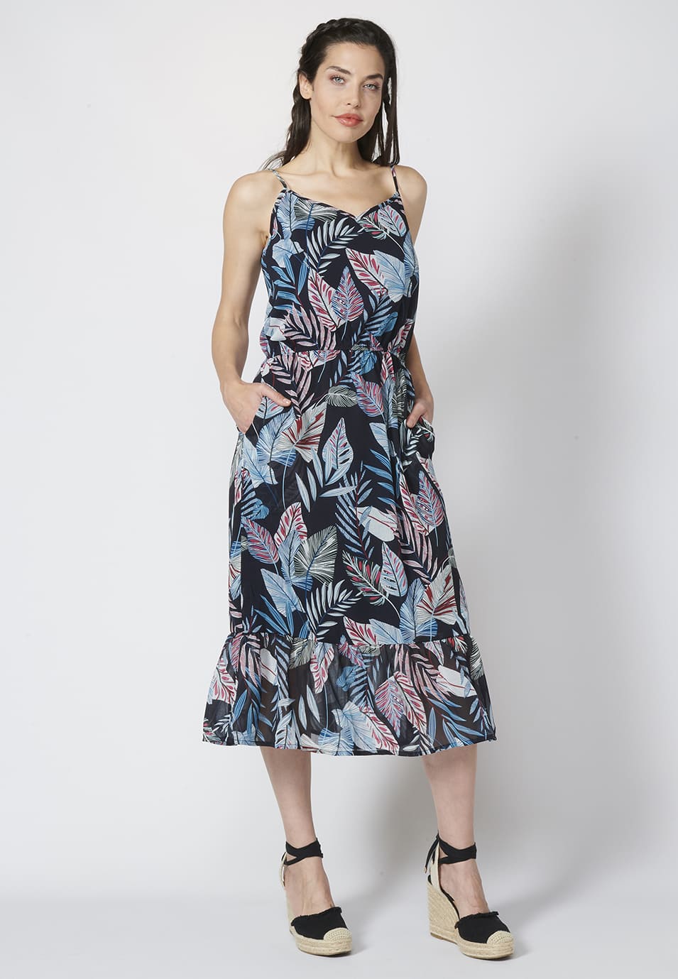 Vestido largo veraniego tirantes estampado étnico para mujer