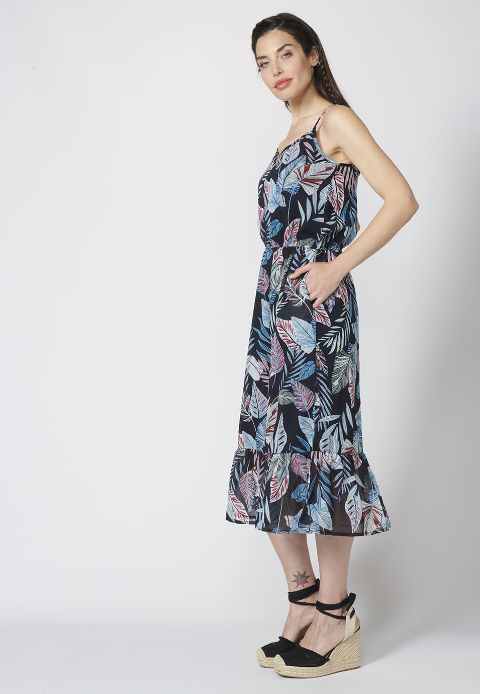 Vestido largo veraniego tirantes estampado étnico para mujer