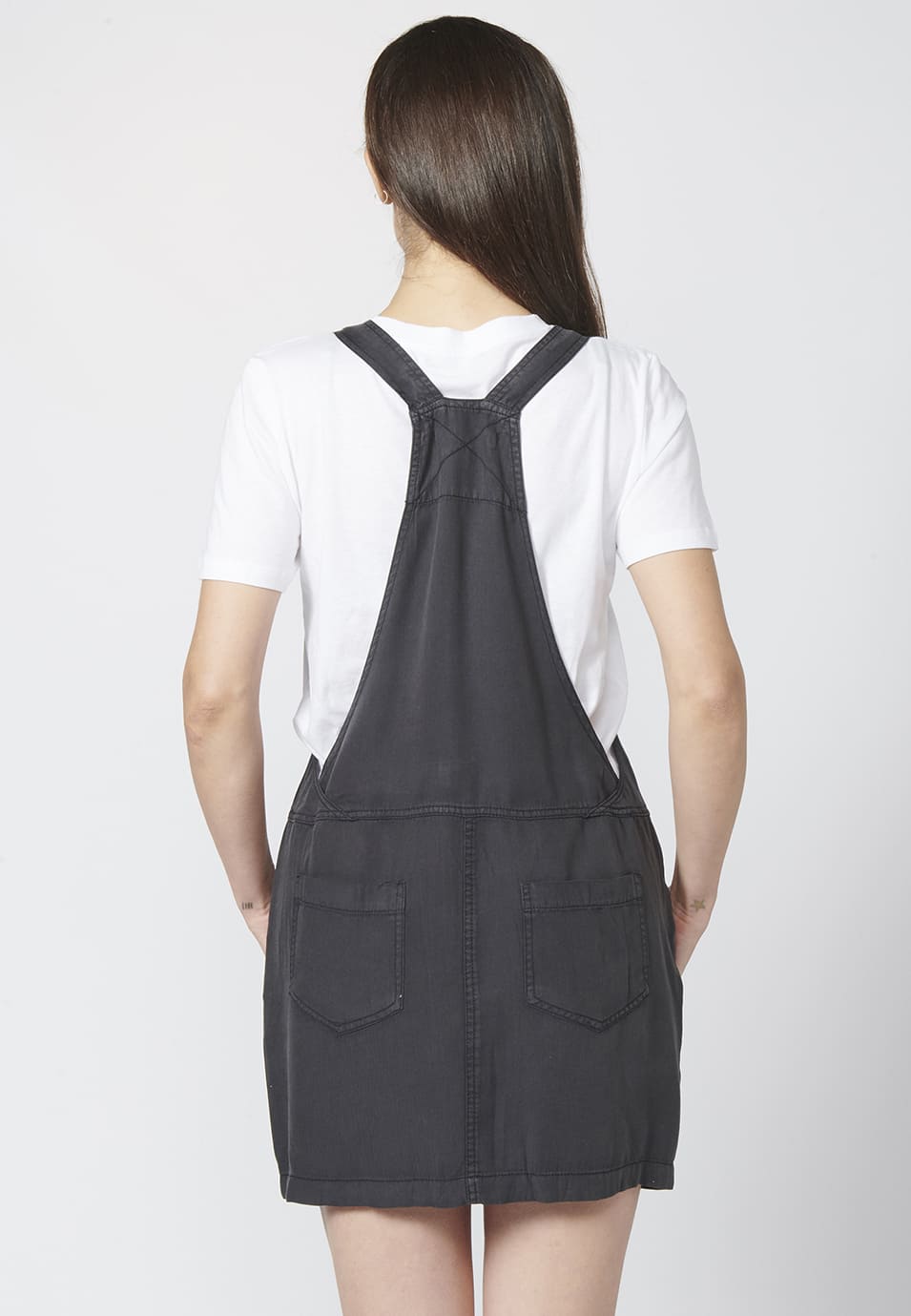 Vestido pichi tejano denim lyocell de tirantes con cinco bolsillos para mujer