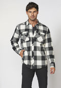 Sobrecamisa acolchada de manga larga a cuadros para hombre