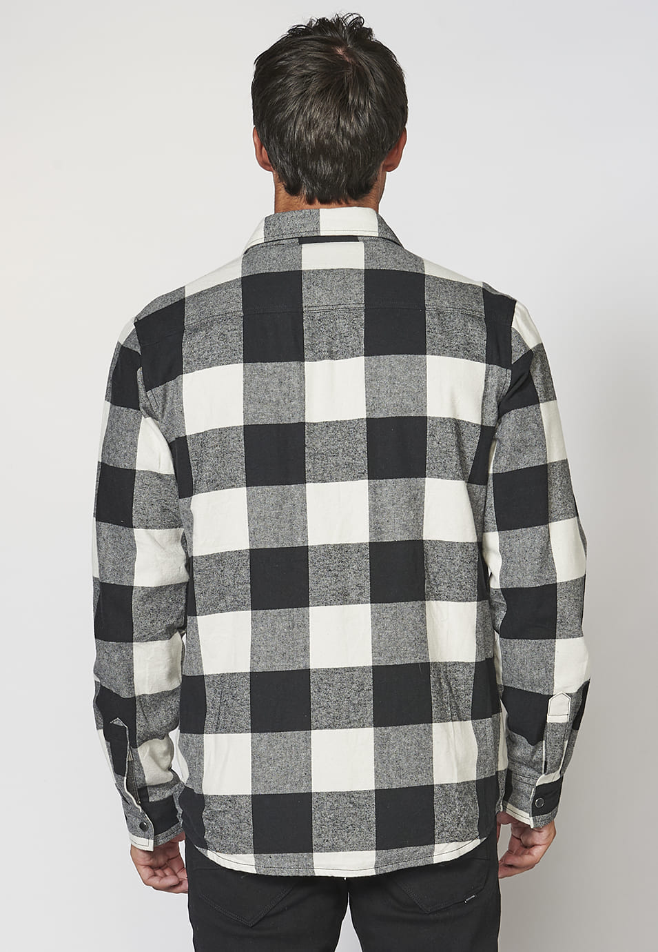 Sobrecamisa acolchada de manga larga a cuadros para hombre