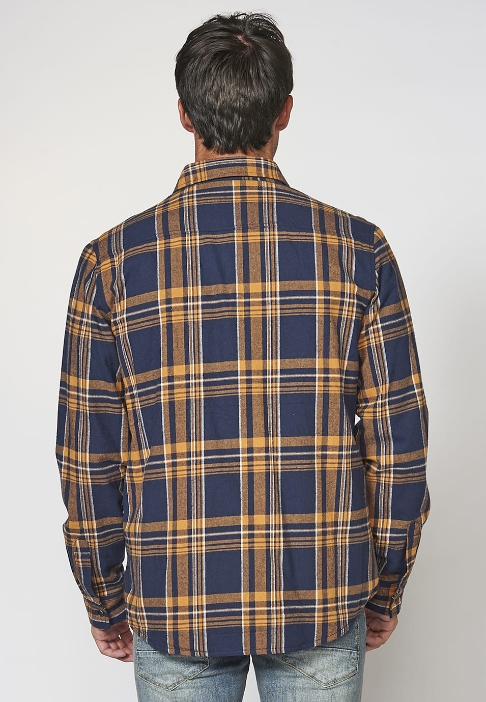 Sobrecamisa acolchada de manga larga a cuadros para hombre