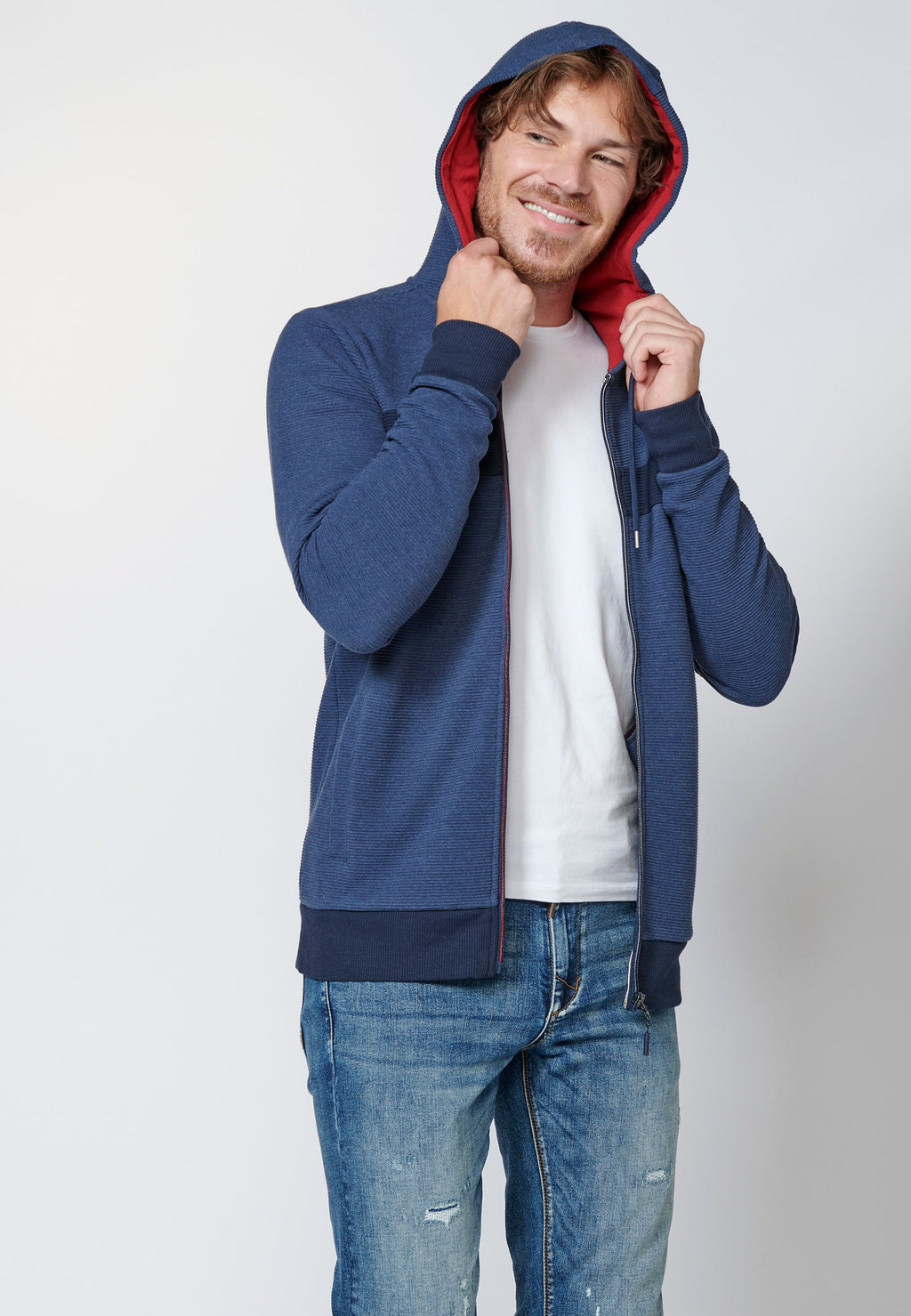 Chaqueta sudadera de manga larga con capucha para hombre