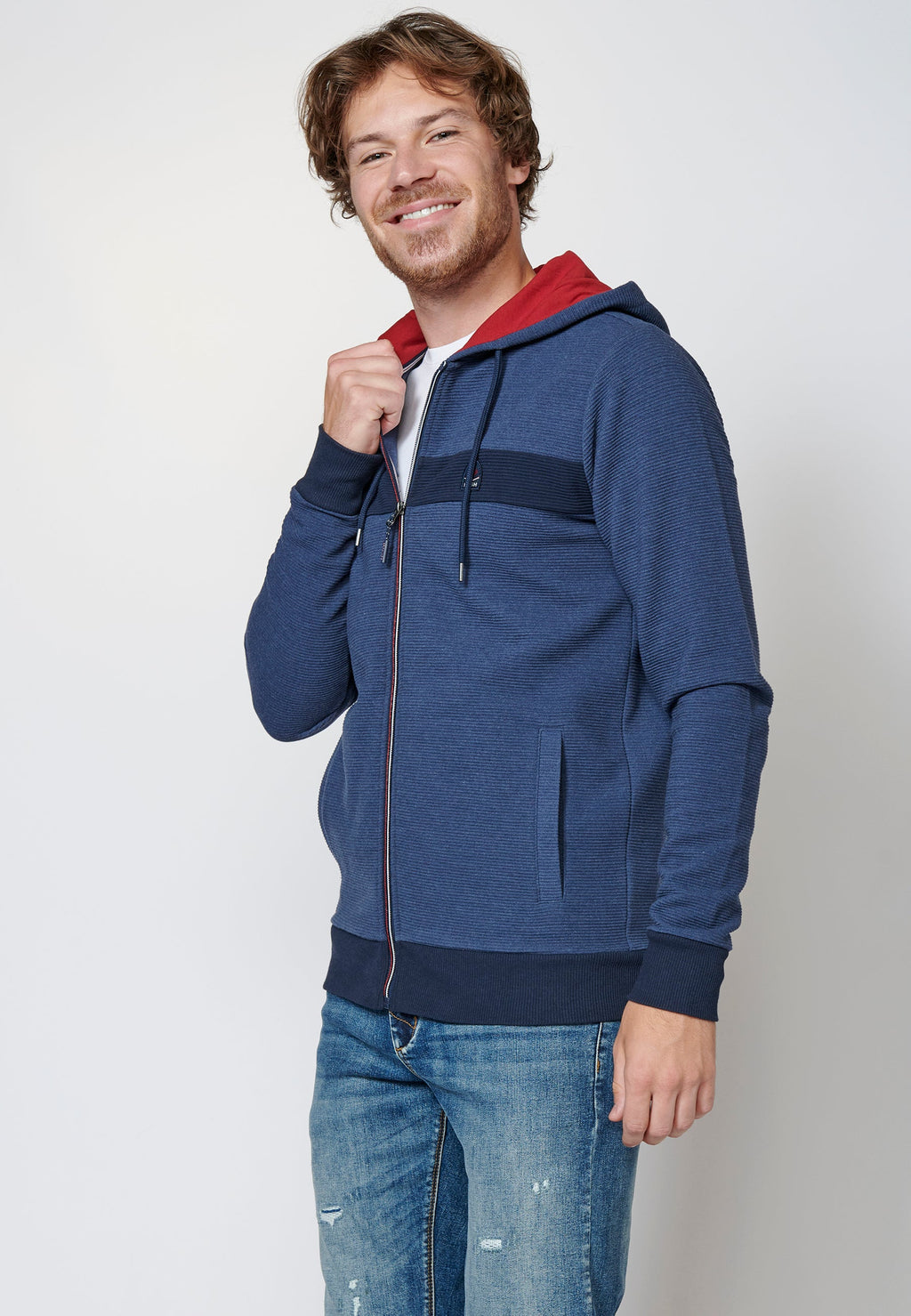 Chaqueta sudadera de manga larga con capucha para hombre